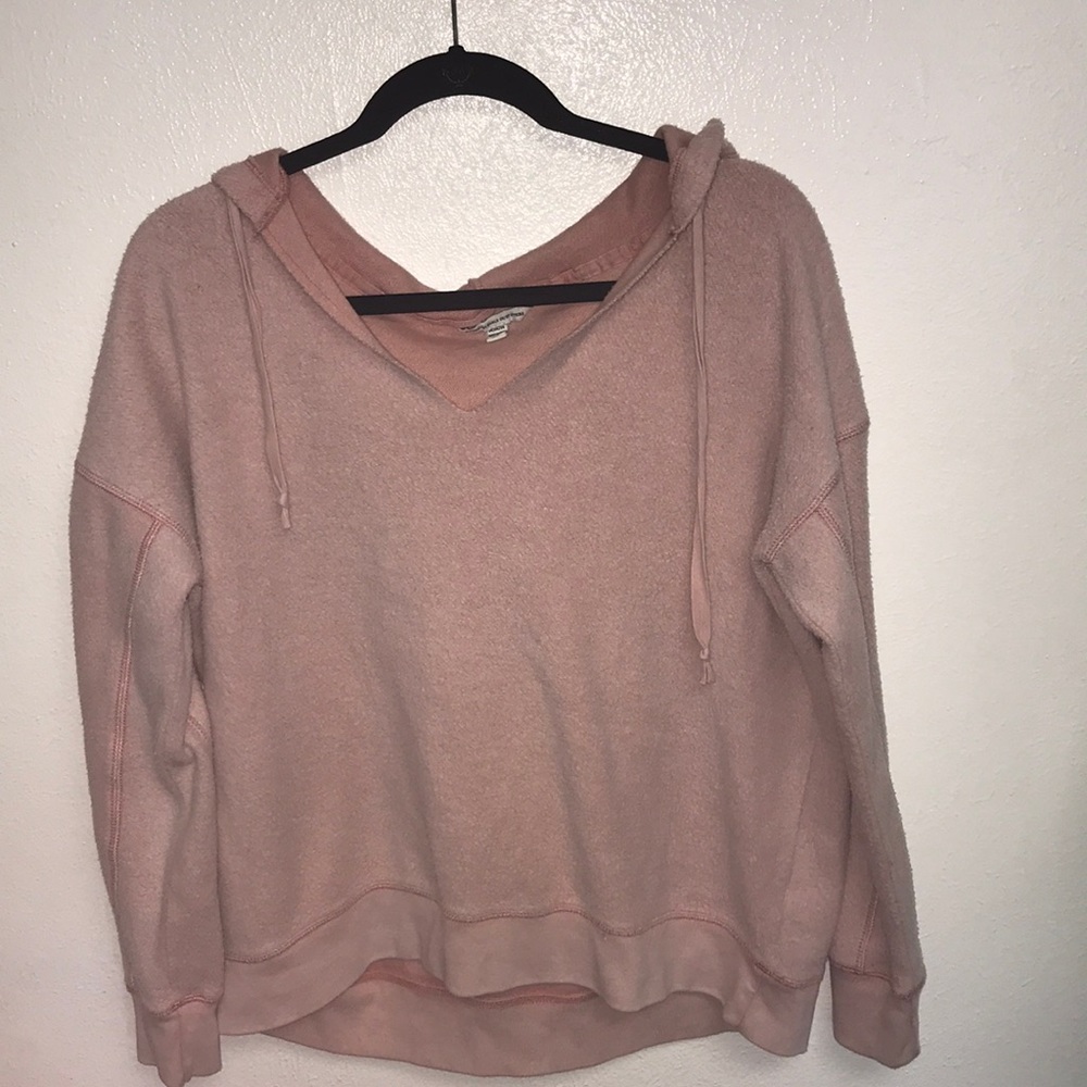 light pink hoodie low neck